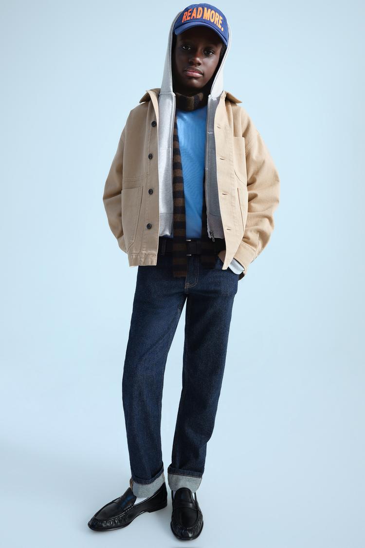 Sobrecamisa canvas texto bordado 0fr paris x zara