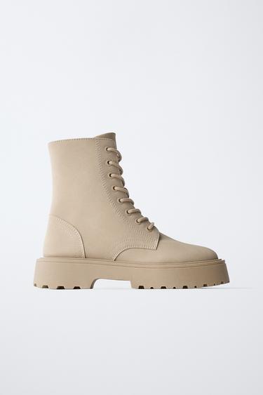 LACE-UP ANKLE BOOTS - Beige by Zara