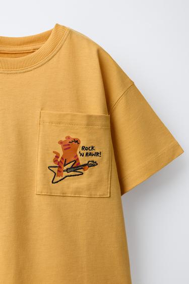 T-SHIRT BRODERIE ANIMAUX - Marron clair de Zara - Image 2