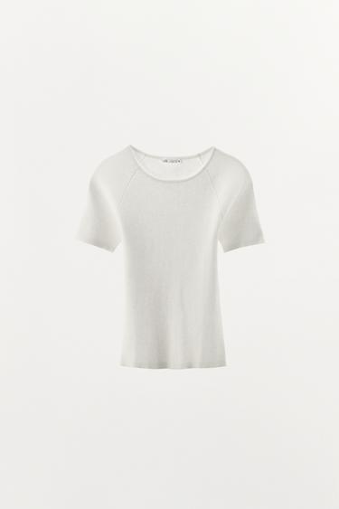 БАЗОВАЯ ФУТБОЛКА В РУБЧИК — БЕЛЫЙ от Zara