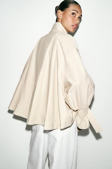 VESTE FLUIDE À COL MONTANT - Beige foncé de Zara