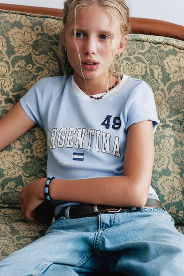 CAMISETA ESTAMPADO ARGENTINA - Azul de Zara
