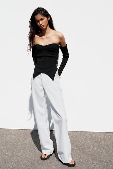 TOP CORSETERO PUNTO - Negro de Zara