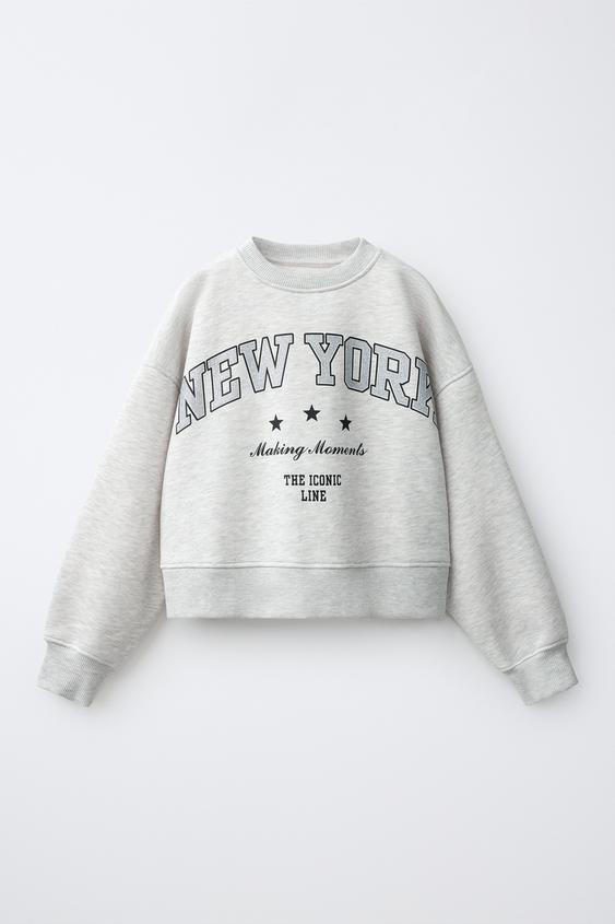 MOLETOM VARSITY GLITTER - Cinza-vigoré da Zara - Imagem 0