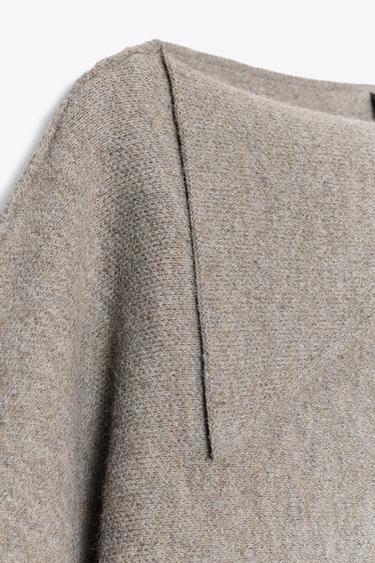 PULL EN MAILLE COL REVERS - Sable / Chiné de Zara - Image 7