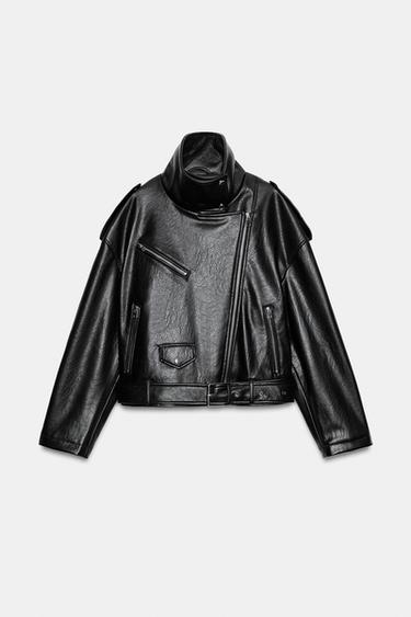 BLOUSON DE MOTARD EN MATIÈRE SYNTHÉTIQUE - Noir de Zara - Image 8
