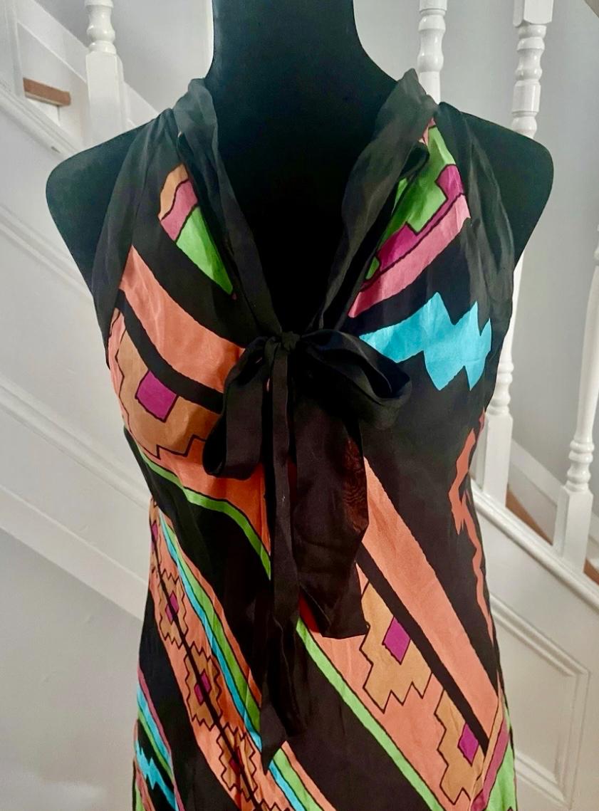 SLEEVELESS ALINE MULTICOLOR 100 SILK DRESS - Image 4