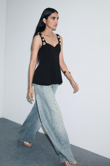 PEPLUM STRETCH TOP - Black by Zara