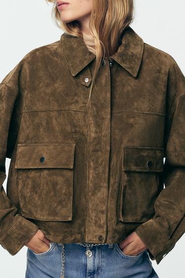 BLOUSON BOMBER 100 % CUIR - Kaki de Zara - Image 3