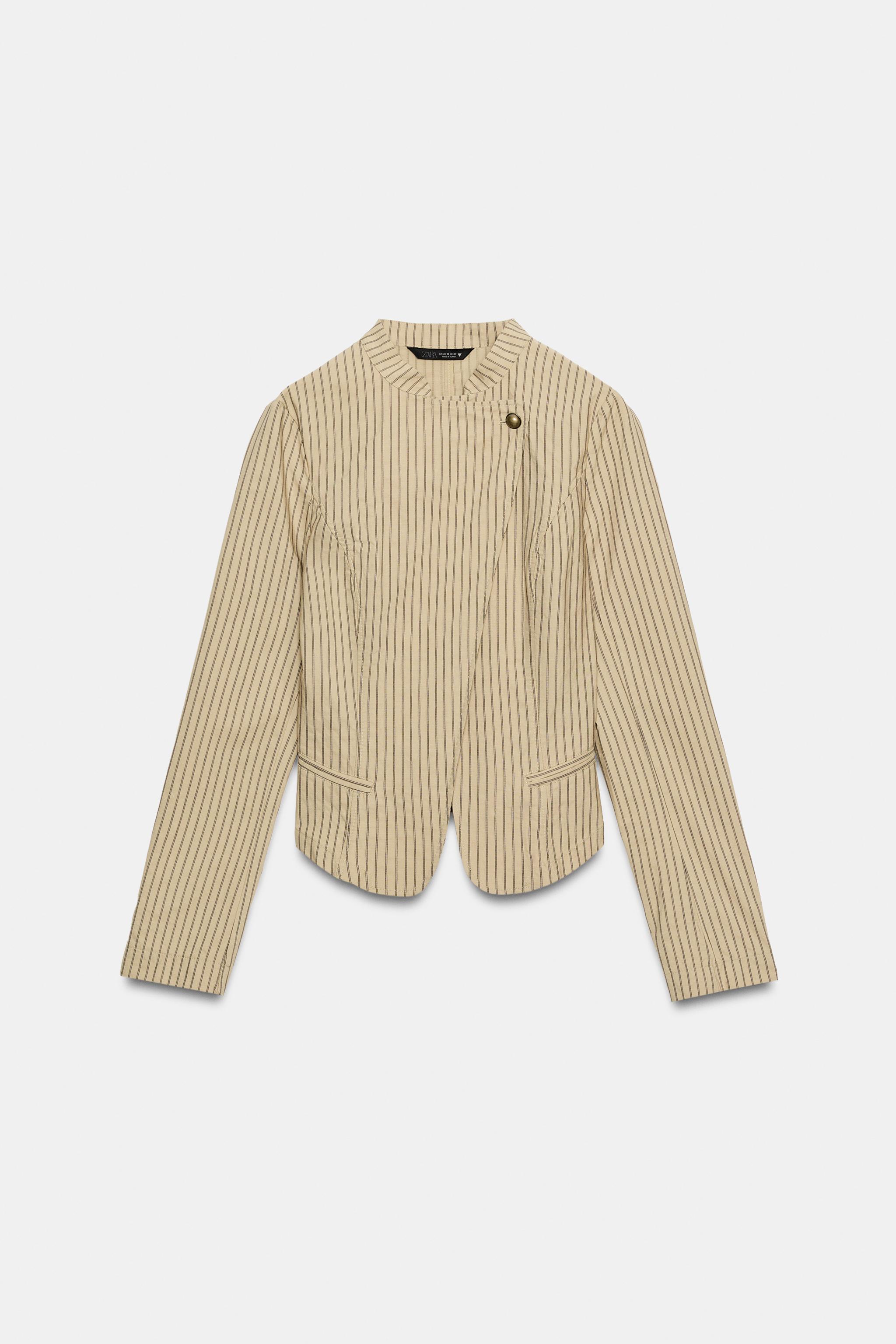 ZARA ストライプ柄ジャケット　ダブルジップ ZARA ストライプ ダブルブレストジャケット S - メルカリ