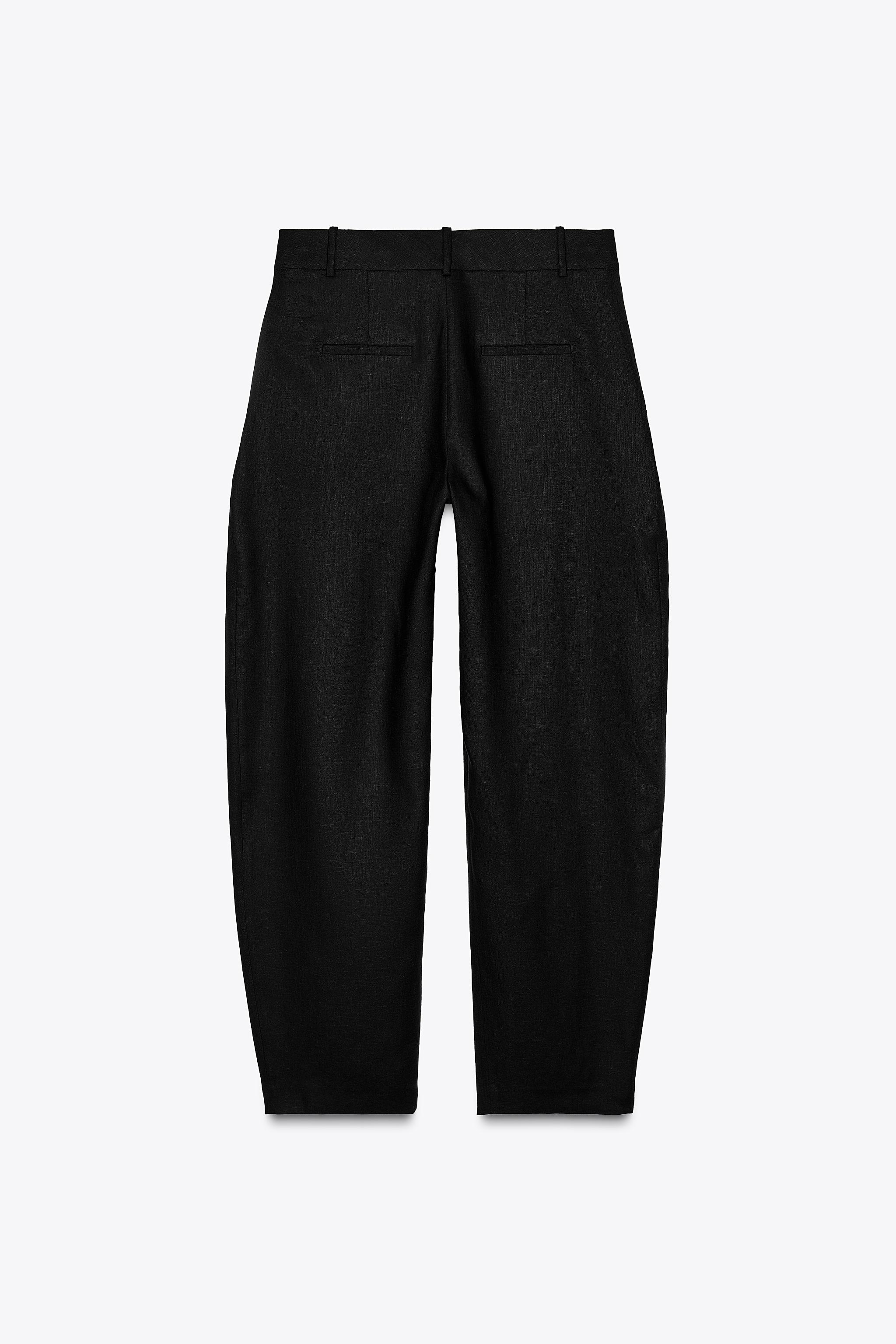 ZARA ZW COLLECTION リネン混バレルパンツ 2118/913 ZW COLLECTION リネン混バレルパンツ - ブラック | ZARA Japan