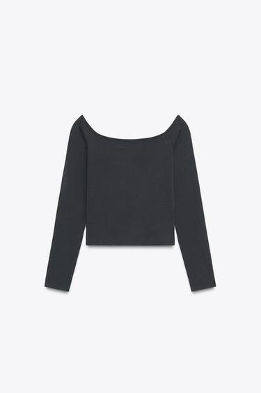 T-SHIRT ÉPAULES DÉNUDEES - Plomb de Zara - Image 6