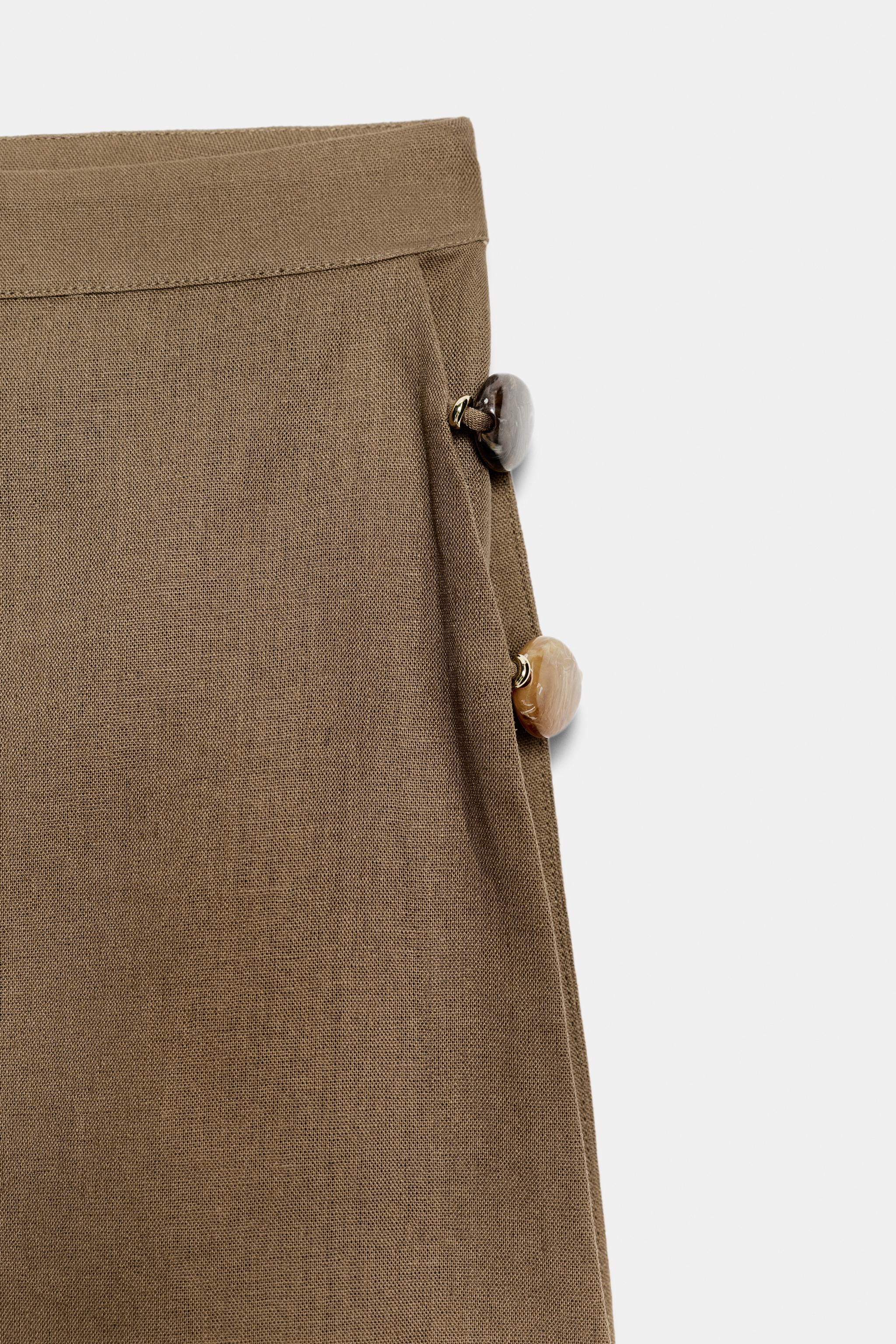 JUPE-PANTALON EN LIN À FANTAISIES
