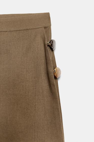 JUPE-PANTALON EN LIN À FANTAISIES - Tabac de Zara - Image 8