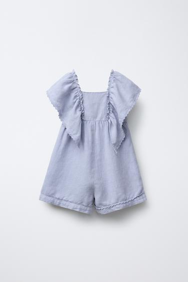LINEN SHORT JUMPSUIT - Bluish by Zara