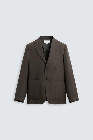 100% LINEN SUIT BLAZER - Brown by Zara
