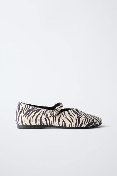 ANIMAL PRINT BALLERINAS - White by Zara