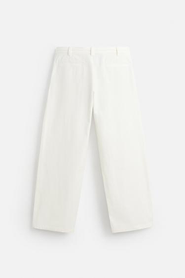 PANTALON COUPE DÉCONTRACTÉE CEINTURE - Écru de Zara - Image 5