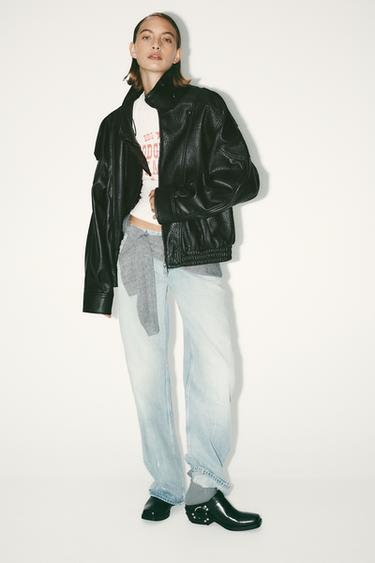 Zara TRF LOW RISE WIDE LEG JEANS - Blue / Gray