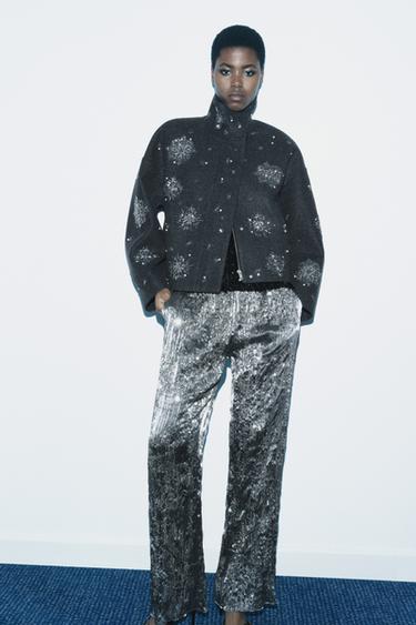 SEQUIN EMBROIDERED JACKET ZW COLLECTION - Grey by Zara - Image 0