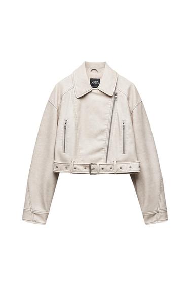 FAUX LEATHER CROP BIKER JACKET