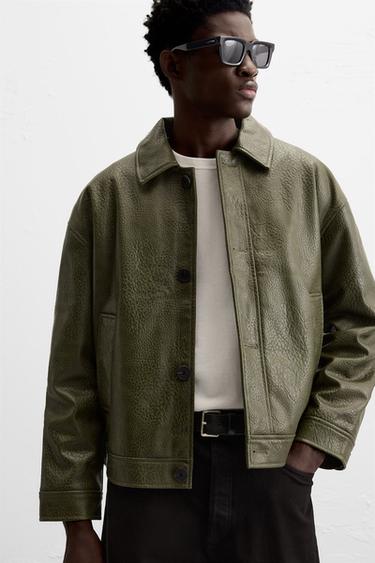 Zara FAUX LEATHER JACKET - Green
