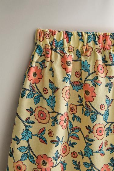 JUPE ENFANT FLEURS - Citron vert de Zara - Image 1