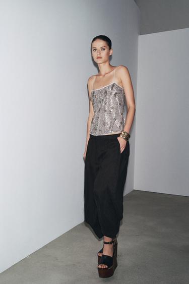 TOP BRODÉ FANTAISIE ZW COLLECTION - Argent de Zara - Image 2