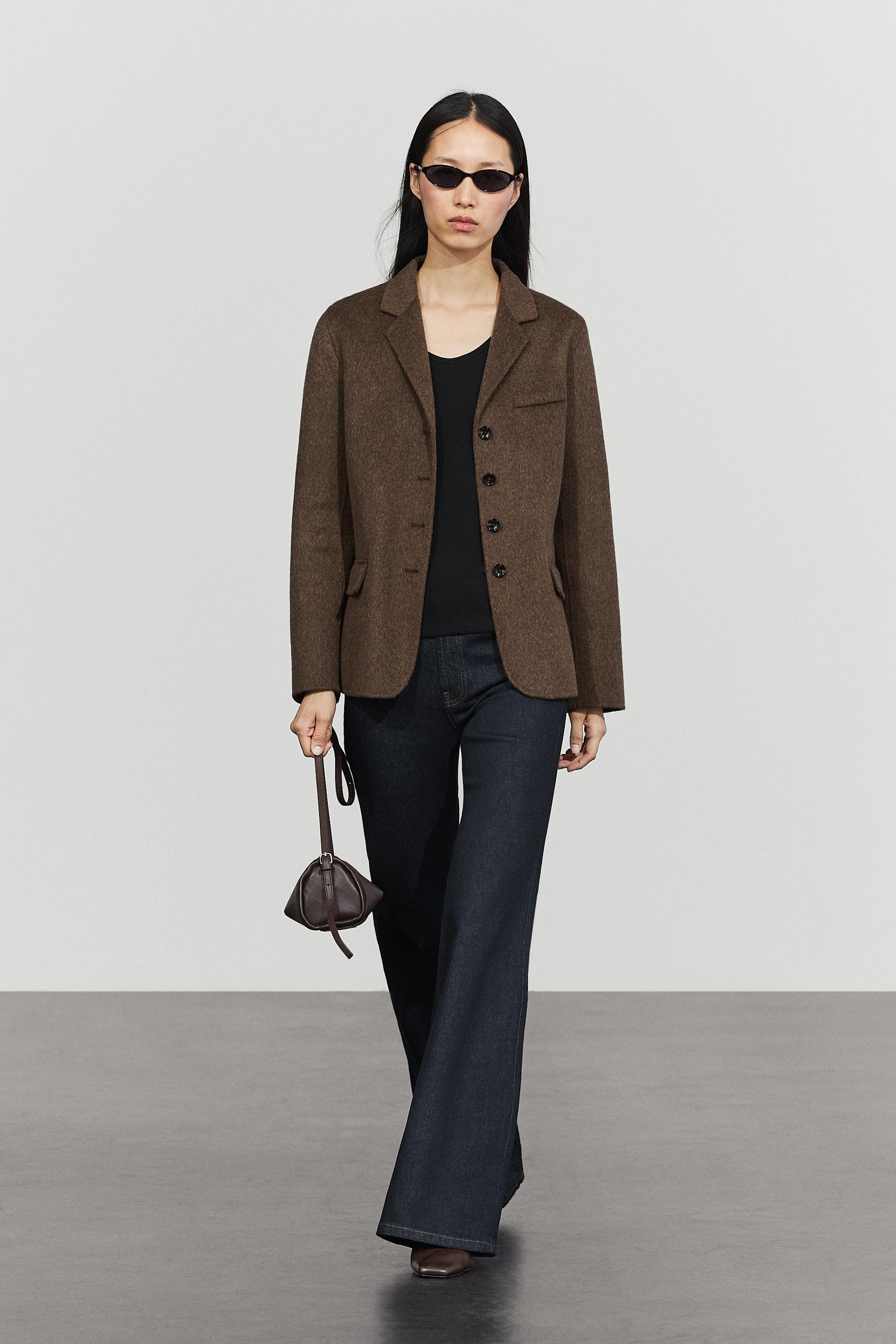 Wool blend blazer — Dark brown