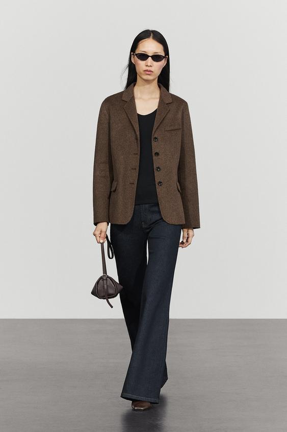 Zara Wool blend blazer - Dark brown - Image 0