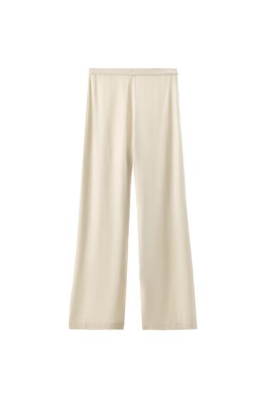 PANTALÓN SATINADO VISCOSA 100% - Crudo de Zara
