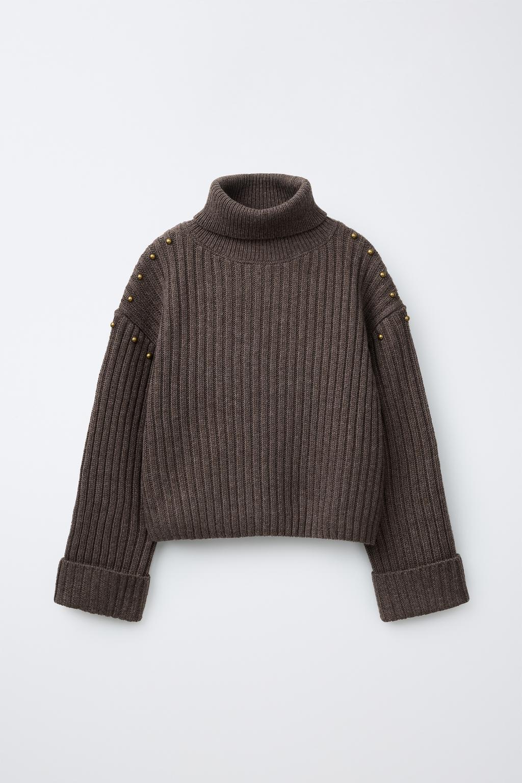 STUDDED WOOL BLEND TURTLENECK JUMPER