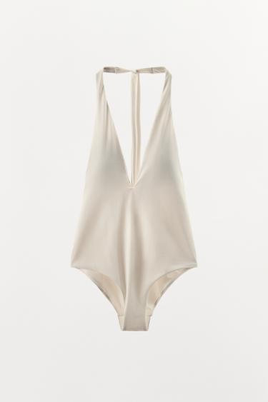 MAIÔ HALTER DECOTE V - Cru da Zara