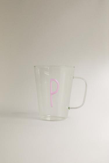 BOROSILICATE MUG WITH INITIAL P — Pink 1