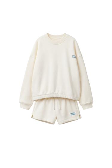 SLOGAN SWEATSHIRT AND BERMUDA SHORTS SET - Ecru by Zara