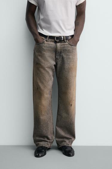 JEAN BAGGY FIT - Gris / Marron clair de Zara