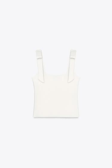 TOP LACETS STRETCH - Blanc cassé de Zara - Image 6