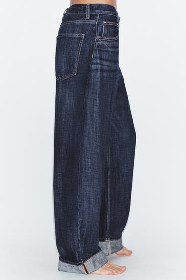 TRF BARREL FOLDED MID-RISE JEANS - Dark indigo by Zara - Image 4