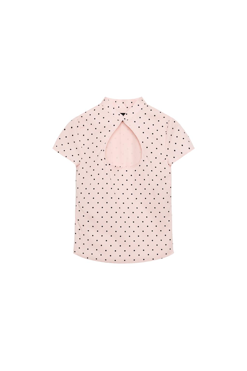 MANDARIN COLLAR POLKA DOT TOP