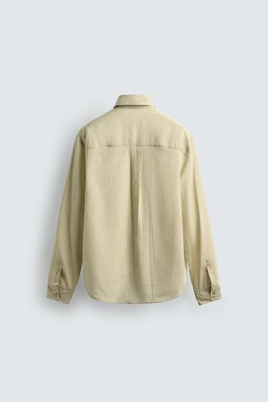 STRIPED FLOWING SHIRT - Sage Green by Zara - Image 7