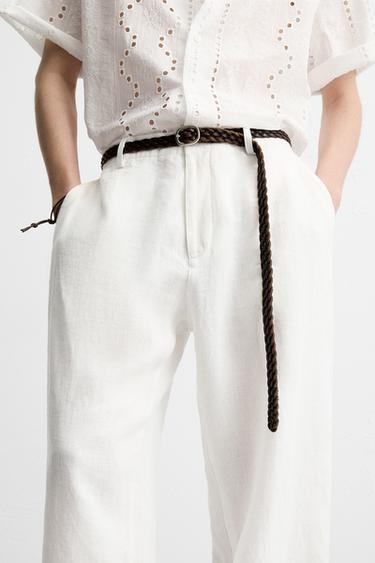 100% LINEN RELAXED FIT TROUSERS - White by Zara