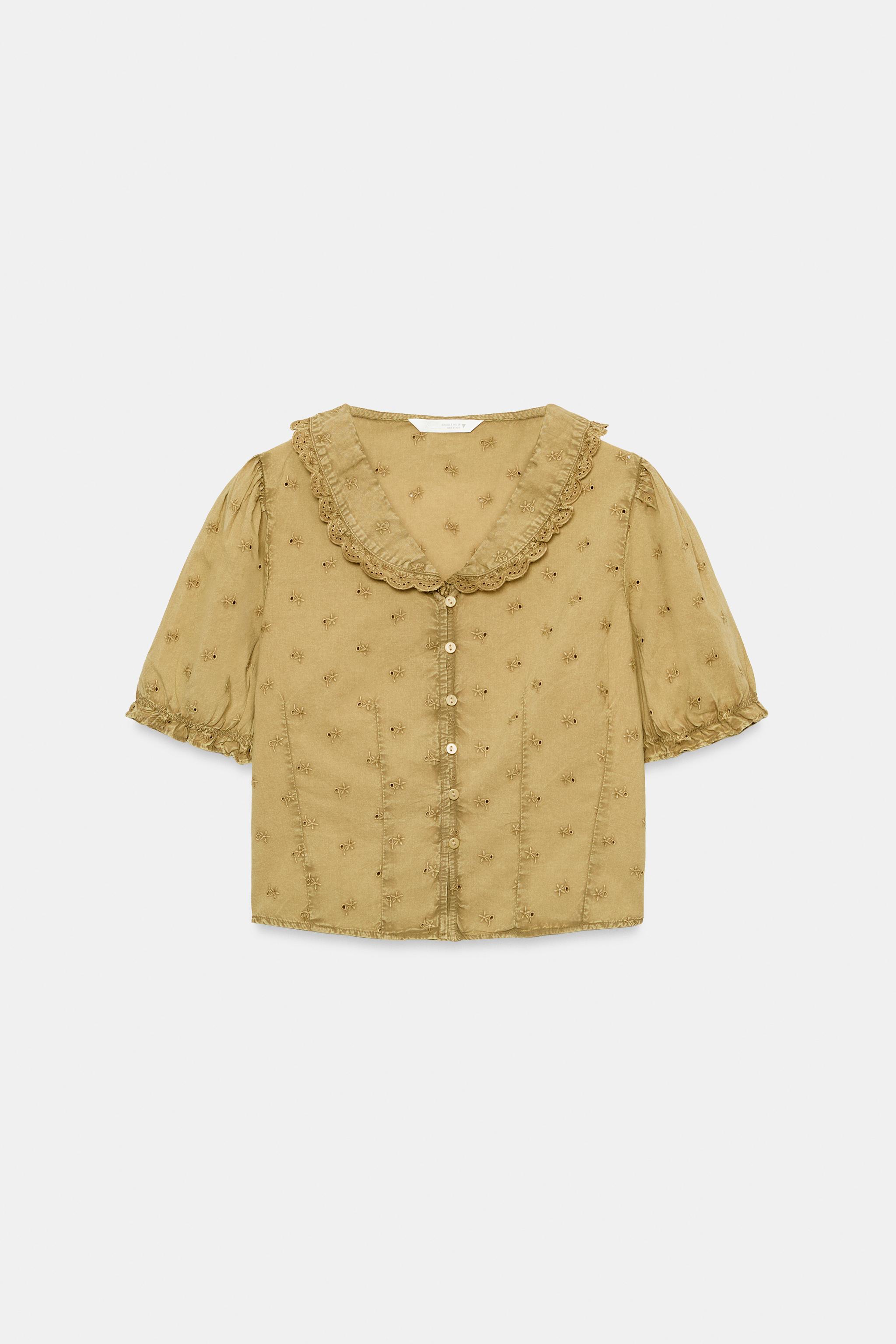 CHEMISE COL CLAUDINE BRODÉE