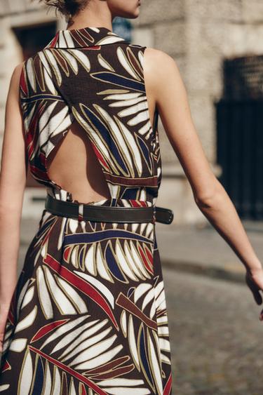 ROBE MI-LONGUE IMPRIMÉE AVEC CEINTURE - Multicolore de Zara - Image 2