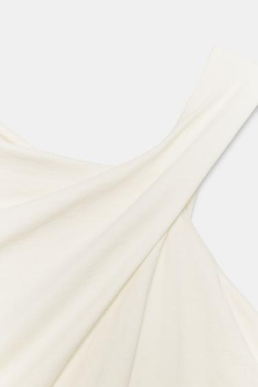 ASYMMETRIC DRAPED T-SHIRT - Ecru by Zara - Image 7