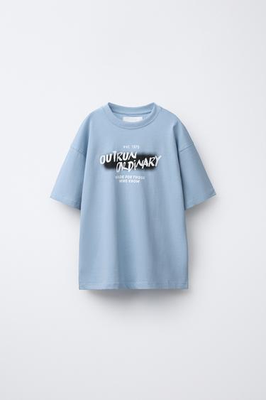 GRAFFITI PRINT T-SHIRT - Mid-blue by Zara