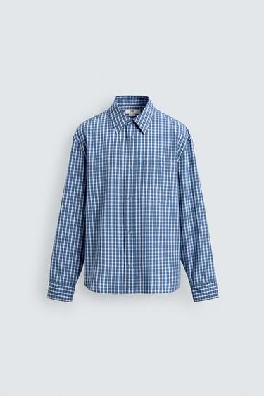LIMITED EDITION RELAXED FIT CHECKS SHIRT - Blue by Zara