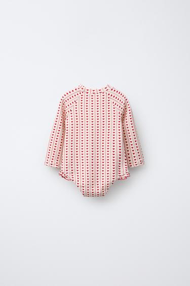 1-6 РОКІВ/ КУПАЛЬНИЙ КОСТЮМ ІЗ СЕРЦЯМИ - Червоний Zara