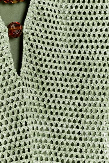 CROCHET MINI DRESS - Light khaki by Zara - Image 8