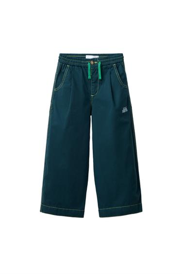 PANTALÓN BALLOON PESPUNTES - Petróleo de Zara