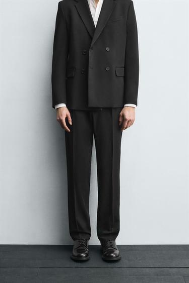 COMFORT PLEATED SUIT TROUSERS - Black by Zara